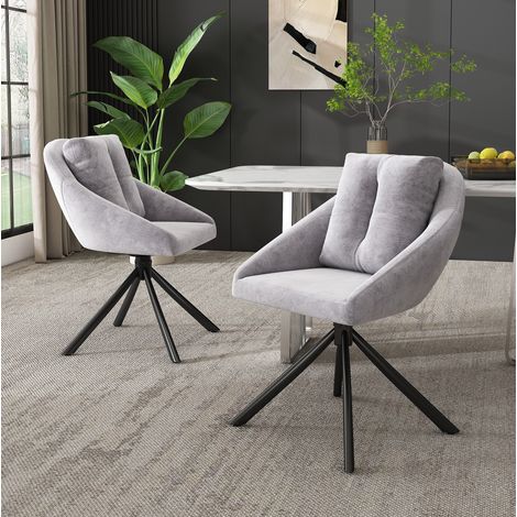 Drehbarer Esszimmerstuhl aus grauem Samt, 79 x 65 x 59 cm, 2er-Set HAVRYA (1/5)