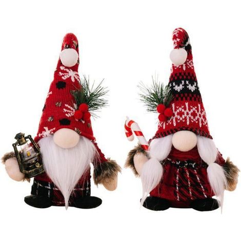1 Poupée tricotée sans visage, accessoire décoration Noël, chapeau et canne, pour salon chambre bureau (1/5)