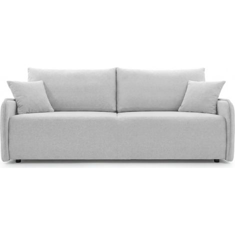 SACHA - Canapé droit convertible tissu chiné 2 places Blanc (1/5)