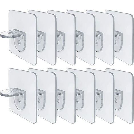 Bohrfreie Regalwinkel – Selbstklebende Regalclips für Küchenschränke – Bücherregale – Robuste Trennwandwinkel – Stifte für Schrankwinkel – Verkleidungsschicht (1/5)