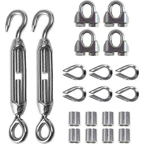 Kit de tension de câble métallique robuste de 20 pièces, clip de câble pour câble métallique de 1/8 pouce. (1/5)