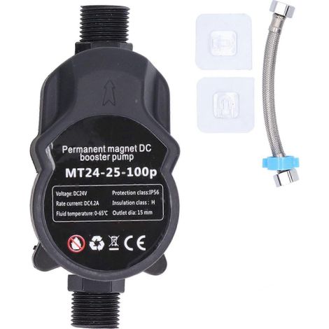 Pompe de surpression automatique pour la circulation de l'eau de douche, montage mural, 24 V CC 100-240 V, prise standard britannique. (1/4)
