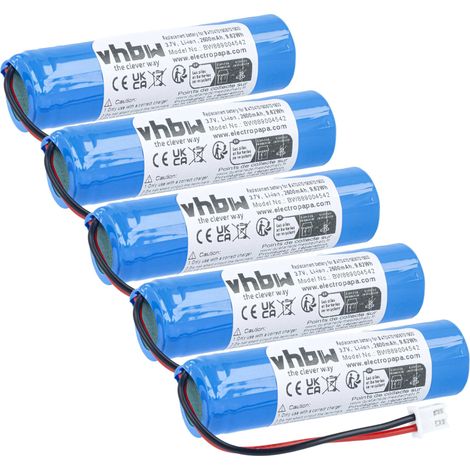 vhbw 5x batteria compatibile con Zafferano Pina Pro lampada da tavolo, da comodino (2600mAh, 3,7V, Li-Ion) (1/5)