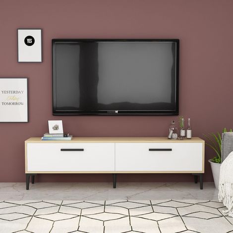 Support TV, mélamine, Blanc Saphir, Taille Unique (1/5)