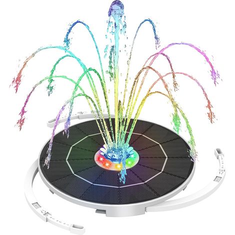 Fontaine Solaire LED 5,5 W Barre de Support Réglable, Plusieurs Buses, pour Bassin, Bain d'Oiseaux, Jardin et Jeux d'Eau DIY (1/5)