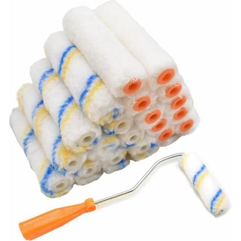 Mini Rouleaux de Peinture,20 Pièces Petit Pinceau Brosse à Rouleau de Peinture Mini Manchon Peinture pour Maison Décoration Mural Plancher Jardin Plafond Porte (1/5)
