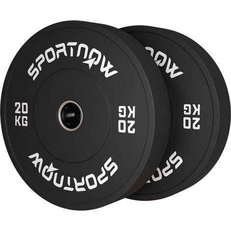 2er-Set Hantelgewichte, 2 x 20kg Gewichte, Hantelscheiben-Set, Gewichtsscheiben für 5 cm Hantelstange, Ø 50 mm Bohrung, Schwarz
