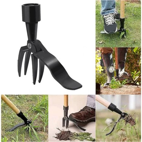 Vertikales Unkrautentfernungswerkzeug ohne langen Griff - Neues Unkrautentfernungswerkzeug mit 4 Krallen und Stahlkopf, leicht zu zerlegen ohne Bücken, Knien oder Ziehen, geeignet zum Jäten von Gemüse (1/5)