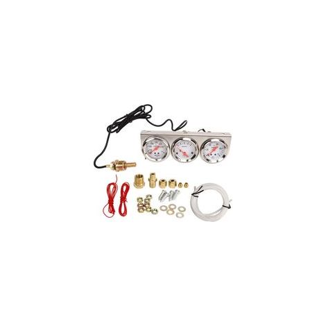 Kit de jauge Triple pour voiture, 52mm, cadran blanc, 12V, pression d'huile, température de l'eau, voltmètre, compteur de voiture avec capteur (1/4)