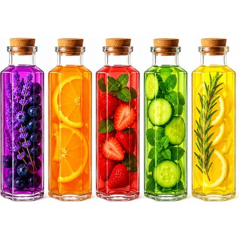 5x MILANO Bottiglia 350ml Caraffa per Succhi, Alcol, Olio, Acqua, Liquori, Vino (1/5)