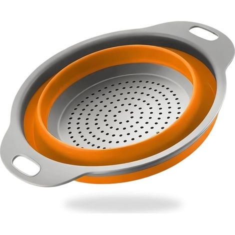 Passoire Pliable Silicone, passoire à pâtes pliable, Économisez de l'espace de Cuisine, Facile à Nettoyer, ustensiles de cuisine pour égoutter les pâtes, légumes, fruits, compacte et portable (1/5)