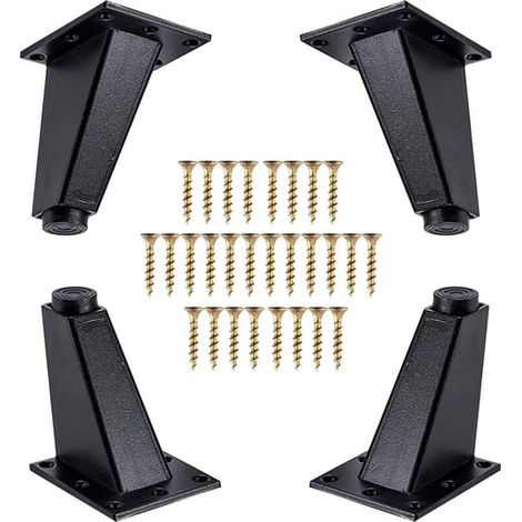 YMYNY 4 Stück Möbelbeine, schräge Möbelbeine aus Aluminiummetall, Sofabeine als Ersatz für Schrank, Sofa, Tisch, Kommode, Befestigungsschrauben im Lieferumfang enthalten, Schwarz, 80 mm (1/4)