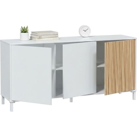 Dmora - Aparador Dolivera, Buffet para salón con 3 puertas, Aparador moderno para salón, 154x40h74 cm, Blanco