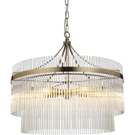 Endon Marietta Lampada a sospensione da soffitto a 5 bracci multipli in ottone anticato (1/5)