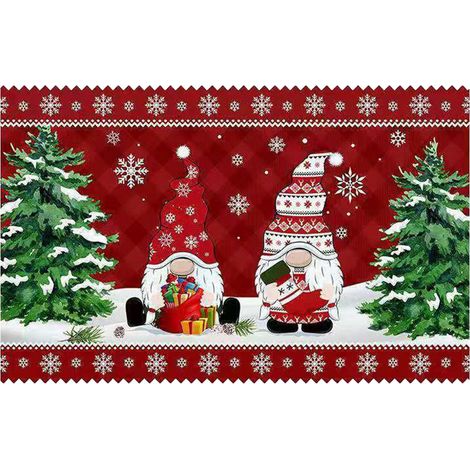 Tapis De Porte De Noël - Tapis Rectangulaire 40 X 60 Cm En Polyester - Anti-Dérapant PVC - Pour Entrée Couloir Cuisine Salon Chambre - 1 Pièce