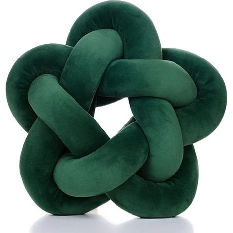 Coussin en peluche fait à la main noué étoile oreiller canapé doux coussin lombaire boule en peluche, vert émeraude 12.59 in32 cm (1/5)