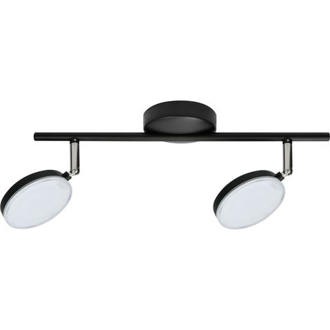 Lampada LED parete/soffitto 2 luci 10W nera 3000K Polux Capri (1/3)