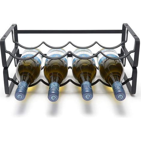 Support Porte-bouteilles de vin modulable empilable, Rangement pratique pour cuisine et cave à vin, couleur Noir