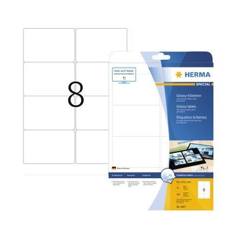 HERMA Etiketten A4 weiß 96x63,5 mm Papier glänz. 200 St. (4907) (1/5)
