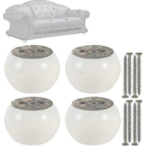 pieds de meuble en bois, 50 mm de hauteur, pieds de canapé ronds en bois d'eucalyptus, pieds de rechange, compatibles avec canapés, lits, fauteuils, armoires (noir) blanc (1/5)