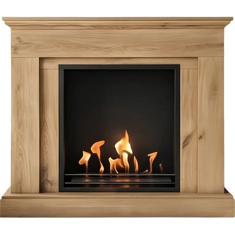 Camino Bioetanolo MDF Finitura Rovere da Terra 3 kW/h Inserto Acciaio