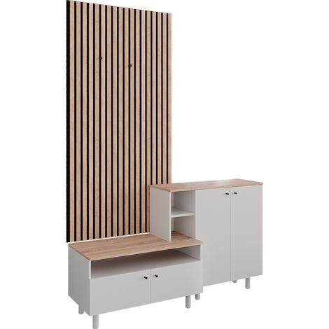 ensemble de vestiaire Elano, Blanc/Chêne, 140x80cm 2 pièces, Vicco
