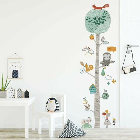 Stickers muraux pour toise pour enfants, règle murale pour hauteur de croissance de arbre, mesure de la hauteur, décoration murale amovible pour chambre d'enfant, salle de classe