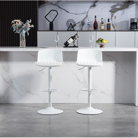 Sedia girevole da bar regolabile in metallo bianca OKMYHOME (1/5)