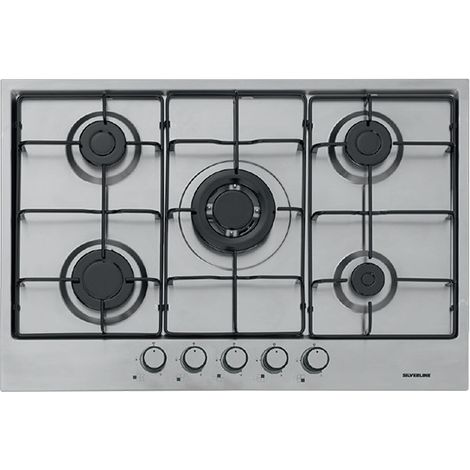 Silverline AS5241X01 Kochfeld Edelstahl Integriert 75 cm Gaskochfeld 5 Zone(n)