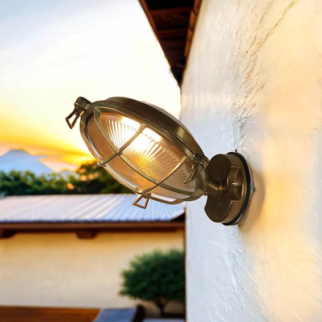 Außenlampe Wand E27 IP64 Garten Terrasse Messing massiv Maritim Wandlampe außen
