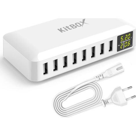 Chargeur Adaptateur 40 Watts Station de Charge USB Multiple avec Écran LED Multiprise USB Secteur Multi 5V 2A Chargeur pour 15 Pro Max 14 13 12 11 Android Téléphones Portables etc (1/5)
