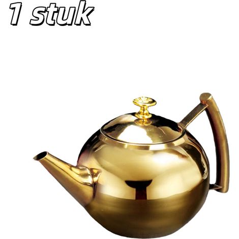 Bouilloire et théière en acier inoxydable doré 2 L avec filtre intégrée pour préparer et servir le thé et autres boissons chaudes à la maison au bureau ou lors de réceptions (1/5)