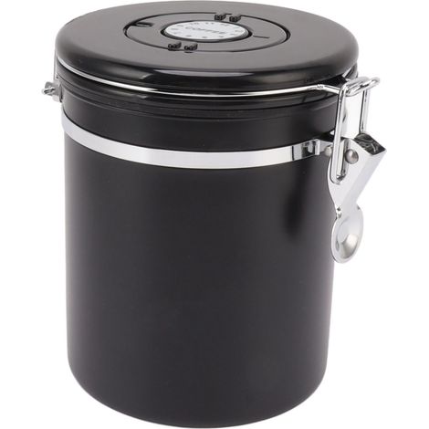 Récipient de stockage de grains de café en acier inoxydable 304, soupape d'échappement, réservoir à grains de café étanche, suivi de la date et dosette, 1,2 L (12 x 12 cm / 4,7 x 4,7 pouces) (1/5)