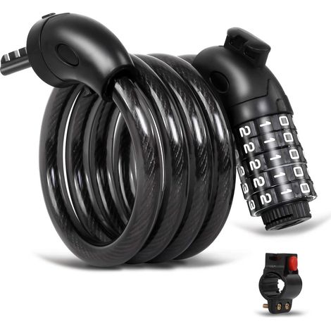 Antivol Vélo 120cm x 11mm avec Code à 5 Chiffres, Câble Renforcé pour Vélo, Scooter, Moto et Portail