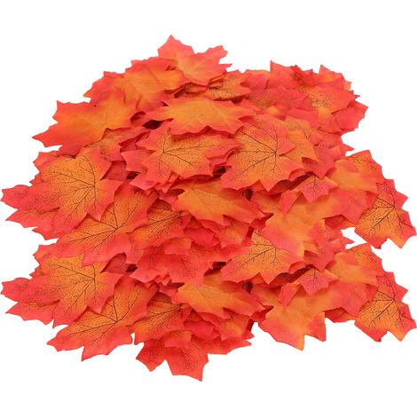 100Pcs/Bag Artificial Maple Leaves for Thanksgiving Autumn Leaf Wedding Party Table DecorRed and Yellow (1/5)