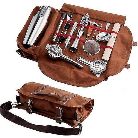 Sac de barman créatif en toile, kit d'outils de barman comprenant un shaker à cocktails et un sac de rangement (réf. 8700521982053) (1/5)