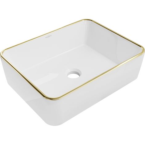 Mexen Catia Aufsatzwaschbecken 48 x 37 cm, Weiß/Goldrand - 21314805