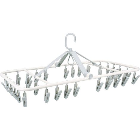 Etendoir Tourniquet Pliable - 32 Pinces - Pour Chaussettes Sous-Vêtements Lingeries - Séchage Multidirectionnel - Compact et Portable - 1 Pièce