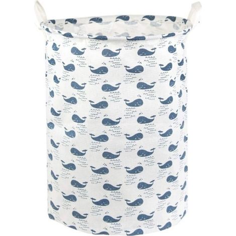 motif de baleine bleue，Panier à linge et sac à linge en filet - conteneur de rangement pliable - panier à linge sale avec poignée - panier à serviettes en coton - intérieur étanche - design mignon