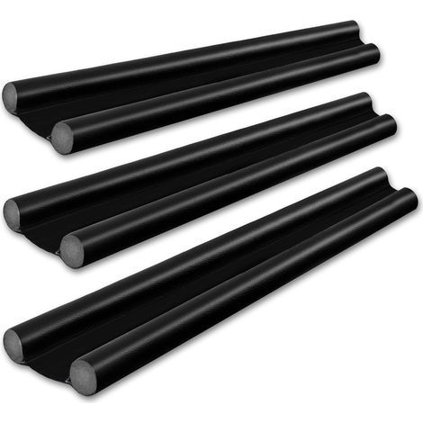 Burlete aislante doble de 3 piezas para puerta de 96 cm - Burlete inferior para puerta contra el frío y el ruido, lavable - Aislamiento para puertas de entrada, burlete para puertas de entrada, negro (1/5)