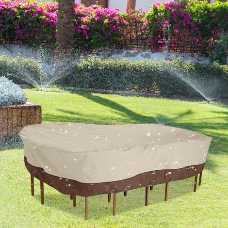 Gartenmöbelabdeckung aus 210D Oxford-Gewebe, rechteckige Staubschutzhülle für Tisch- und Stuhlsets, 223 x 147 x 58 cm (1/5)