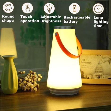 LED Tactile Veilleuse Lampe Lanterne Chevet USB Rechargeable 1200 mAh Dimmable (1/4)
