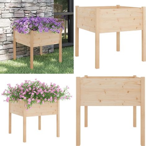 Jardinière d'extérieur 70x70x70 cm bois de pin massif - Jardiniered Exterieure - Pot De Fleurs Extérieur - Jardinière Bois - Jardinière Rectangulaire - Décoration Jardin - Home & Living (1/5)