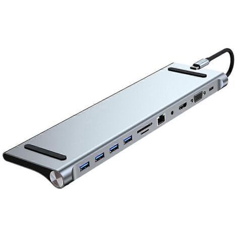 Neuer 11-in-1 USB-Typ-C-Hub, kompatibel mit HDMI, VGA, RJ45, SD- und TF-Karten, schnelle Dockingstation (1/5)