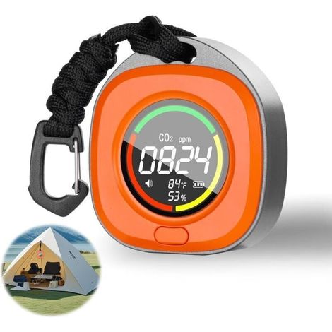 Rilevatore di CO2 portatile, monitor della qualità dell'aria interna con sensore NDIR e schermo LCD, monitor di CO2 con allarme per casa e ufficio. (1/4)
