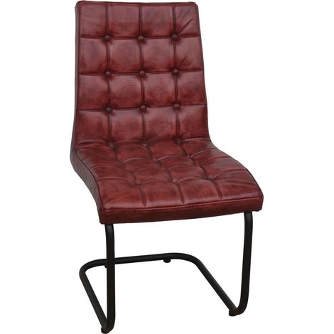 Silla tapizada en piel marrón 41x50x94h cm (1/5)