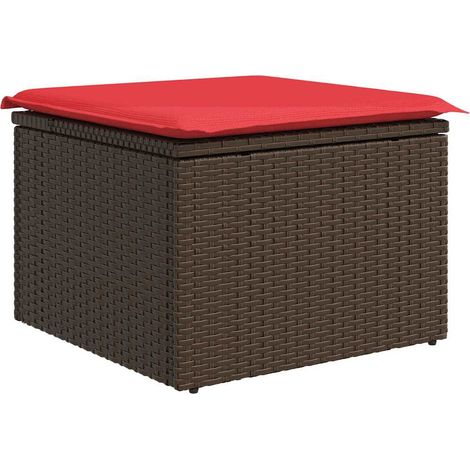 Tabouret de jardin, Pouf de jardin,Repose-pied Marron 55 x 55 x 37cm polyrotin CFW92567 (1/5)