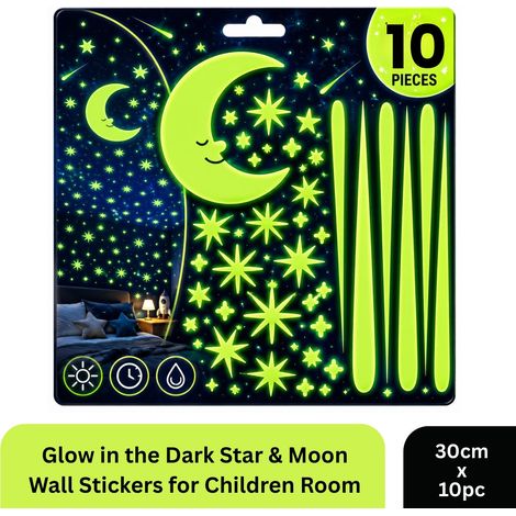Luminous Star & Moon Glow Children Room Wall Stickers for Starry Sky 30cm, 10pk (1/5)