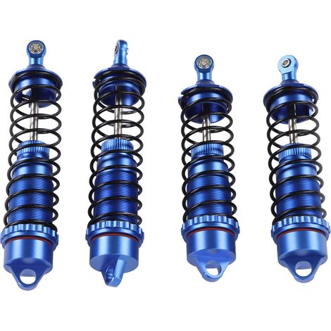 Vier Stoßdämpfer für Vorder- und Hinterachse, geeignet für ARRMA 1/8, Typhon, Outcast und andere ferngesteuerte Autos aus Aluminiumlegierung blaue Federstoßdämpfer. (1/4)