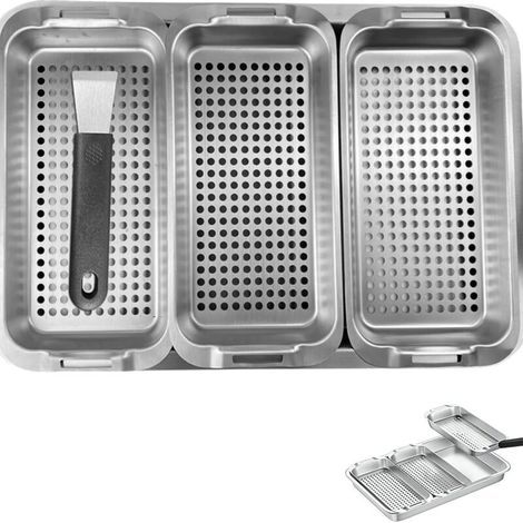 Grillkorb-Set, Edelstahl-Grillkorb, Gemüsekorb, perforierte Grillplatte für Gemüse/Fleisch/Fisch (1/4)